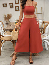 Backless Cami Top Wide Leg Pants Set
